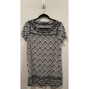 THML Embroidery Navy Blue Tunic Mini Dress